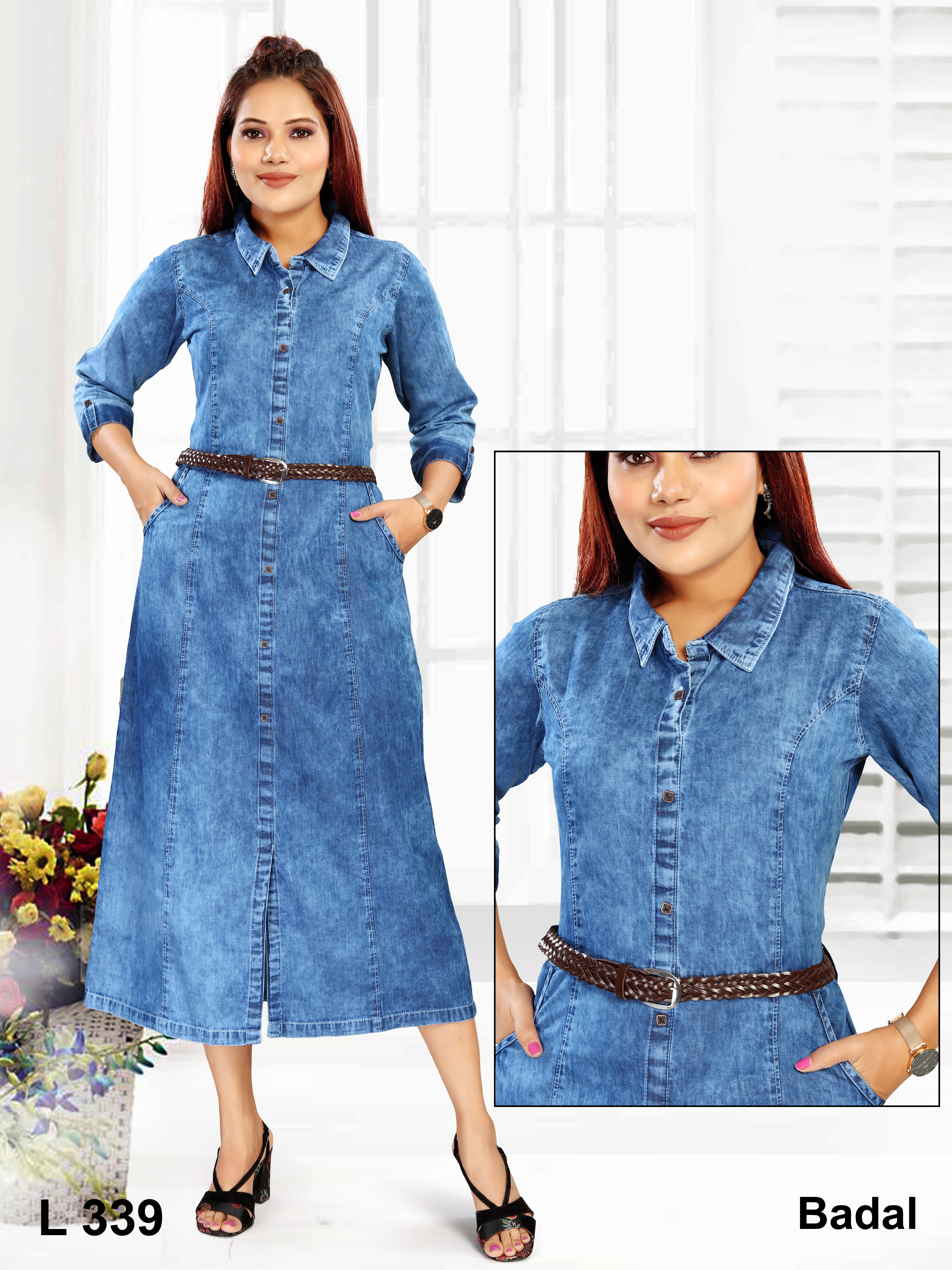 Aprika Cloud Wash Western Denim Shirt Dress
